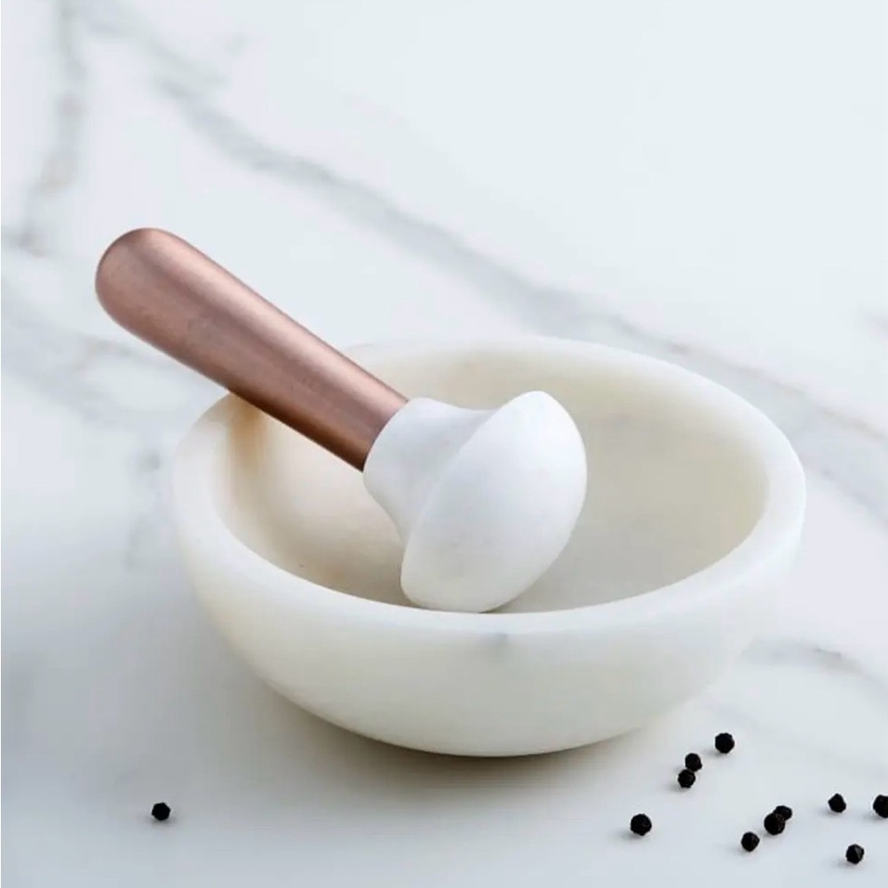 Marble & Copper Mortar & Pestle Set NWOT